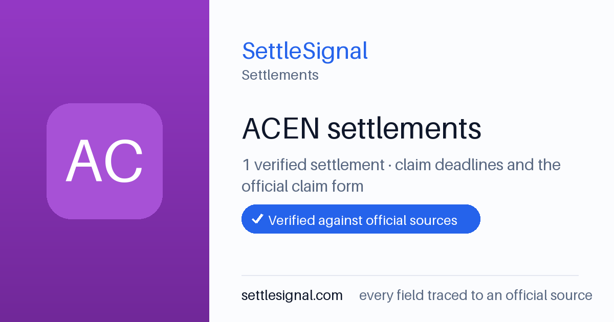 SettleSignal  — a verified collection of class-action and refund settlements, each with eligibility, payout, and claim-deadline details checked against its official source.