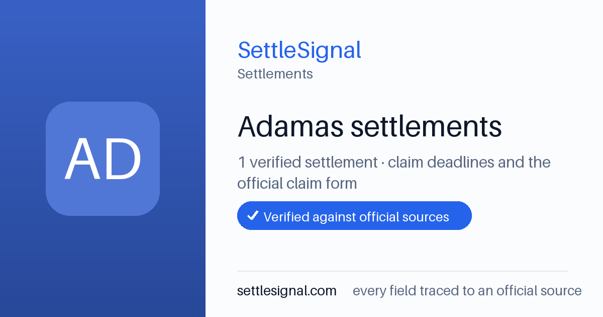SettleSignal  — a verified collection of class-action and refund settlements, each with eligibility, payout, and claim-deadline details checked against its official source.