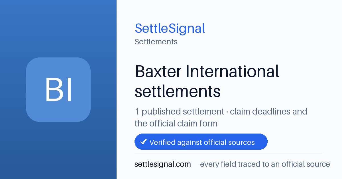 SettleSignal  — a published collection of class-action and refund settlement records with eligibility, payout, deadline, and evidence status.