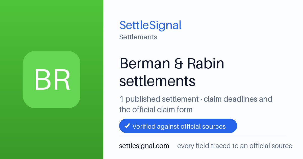 SettleSignal  — a published collection of class-action and refund settlement records with eligibility, payout, deadline, and evidence status.
