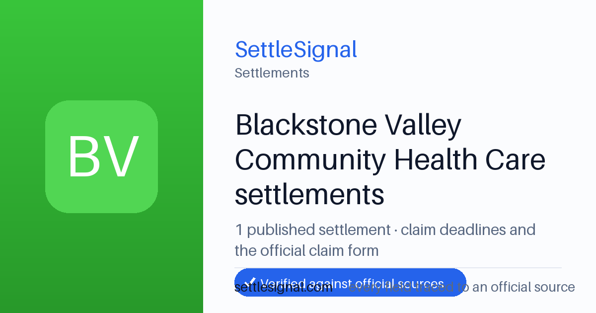 SettleSignal  — a published collection of class-action and refund settlement records with eligibility, payout, deadline, and evidence status.