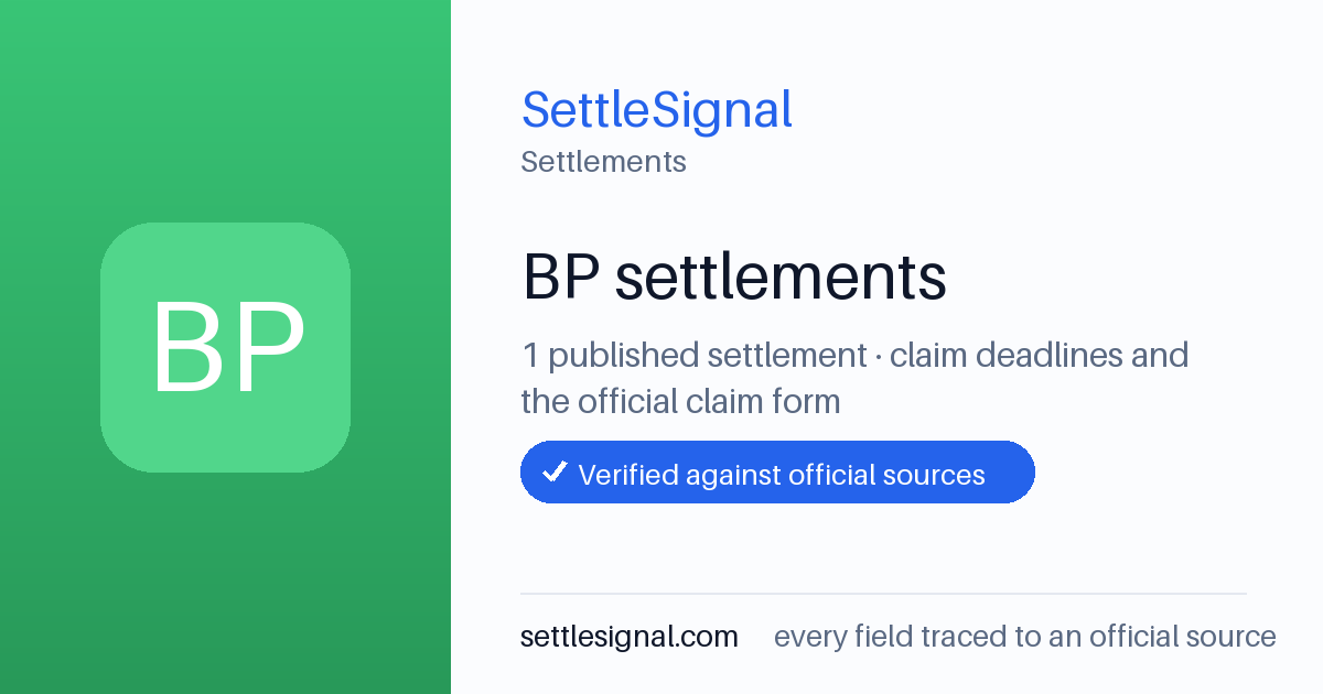 SettleSignal  — a published collection of class-action and refund settlement records with eligibility, payout, deadline, and evidence status.