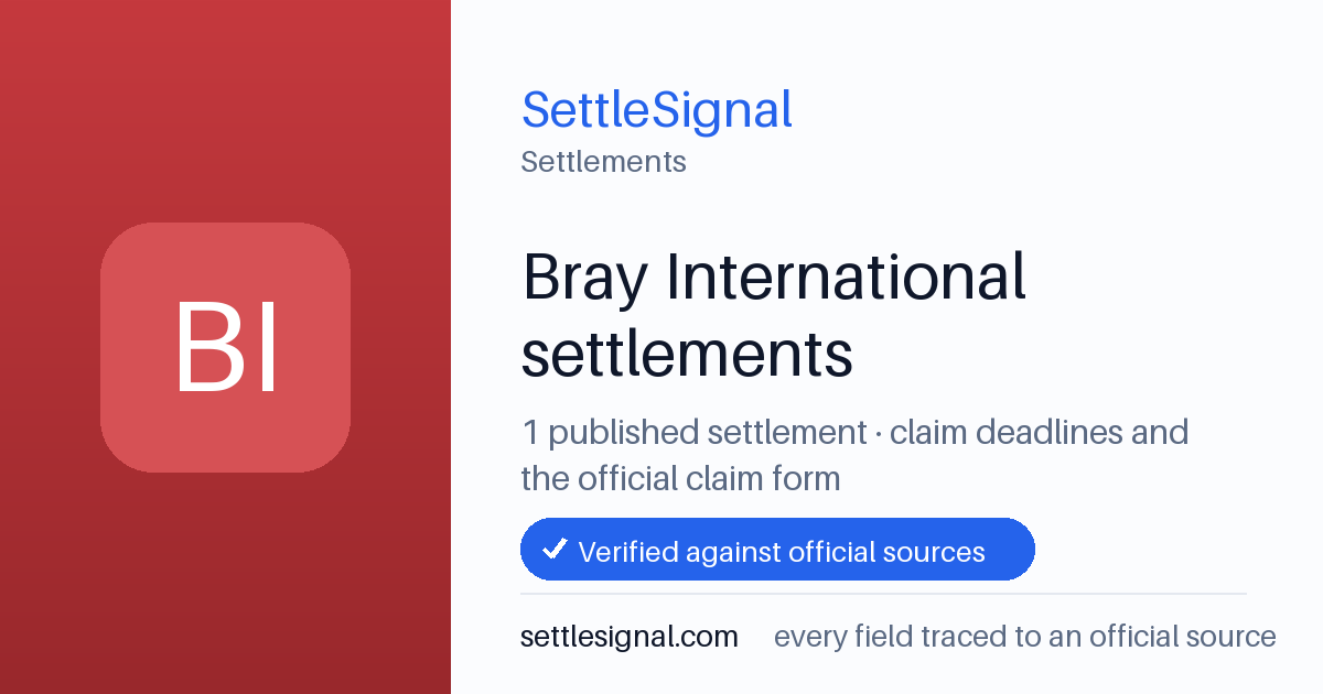 SettleSignal  — a published collection of class-action and refund settlement records with eligibility, payout, deadline, and evidence status.