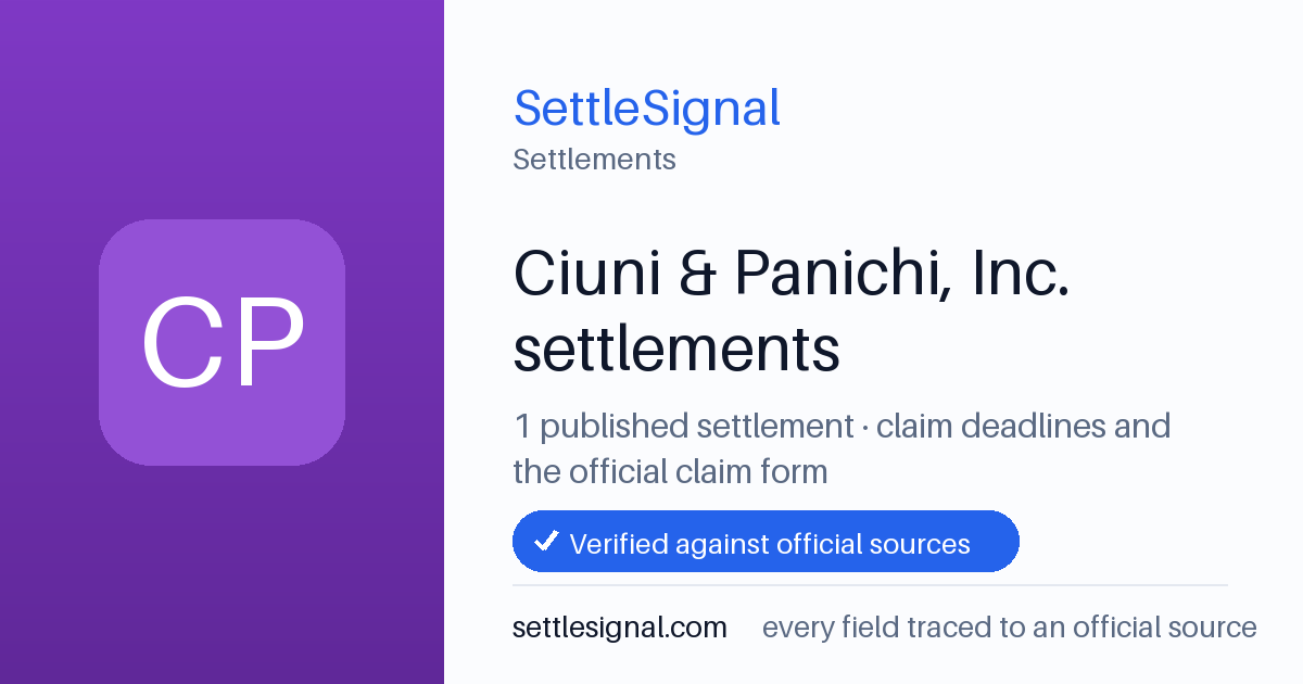 SettleSignal  — a published collection of class-action and refund settlement records with eligibility, payout, deadline, and evidence status.