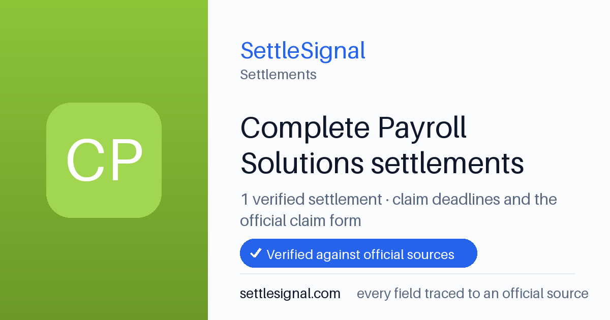 SettleSignal  — a verified collection of class-action and refund settlements, each with eligibility, payout, and claim-deadline details checked against its official source.