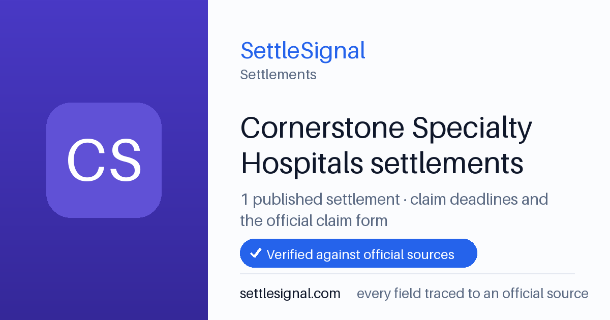 SettleSignal  — a published collection of class-action and refund settlement records with eligibility, payout, deadline, and evidence status.