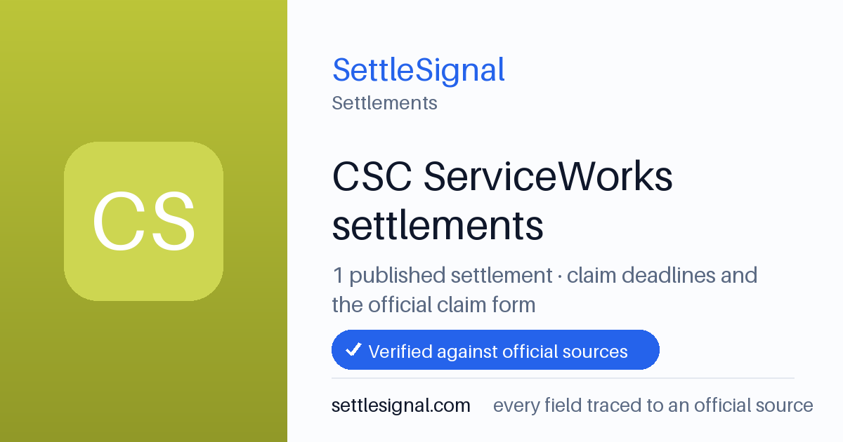 SettleSignal  — a published collection of class-action and refund settlement records with eligibility, payout, deadline, and evidence status.