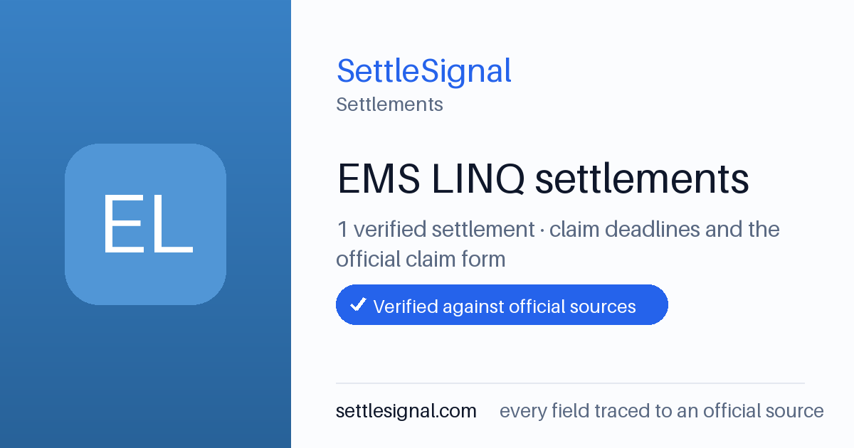 SettleSignal  — a verified collection of class-action and refund settlements, each with eligibility, payout, and claim-deadline details checked against its official source.