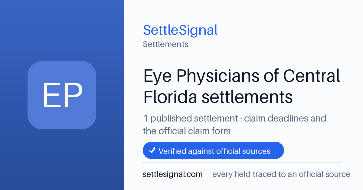 SettleSignal  — a published collection of class-action and refund settlement records with eligibility, payout, deadline, and evidence status.