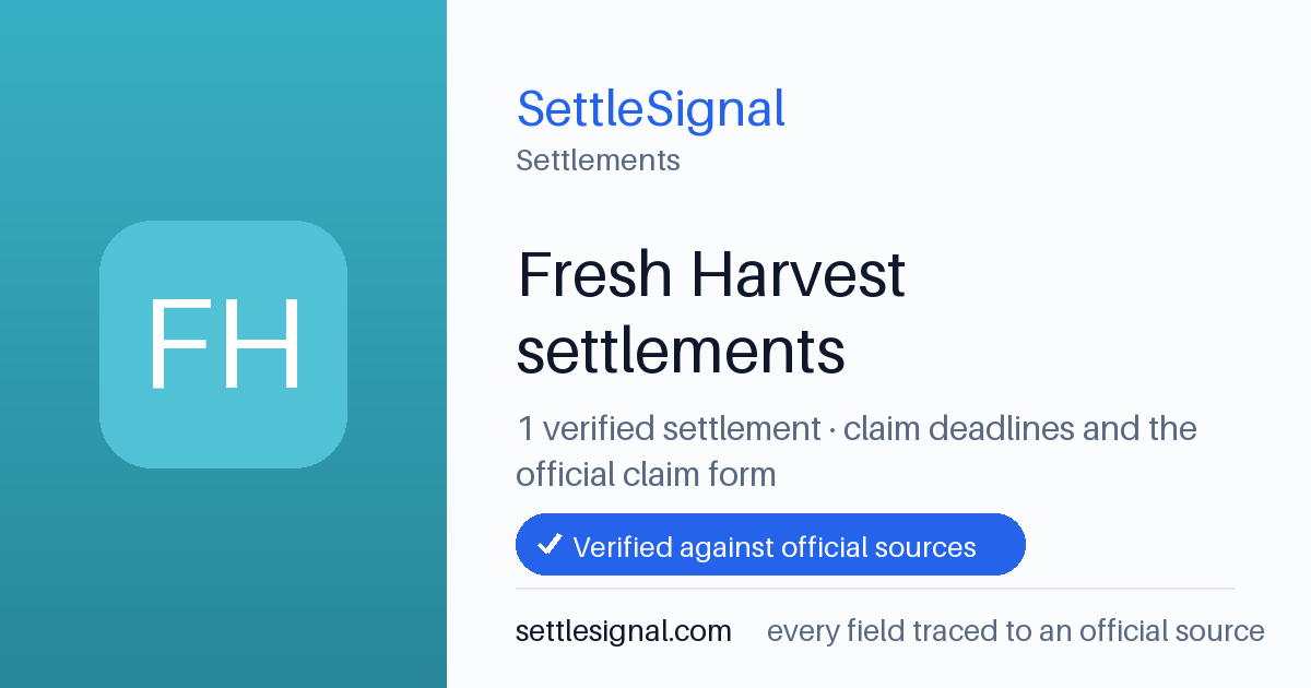 SettleSignal  — a verified collection of class-action and refund settlements, each with eligibility, payout, and claim-deadline details checked against its official source.