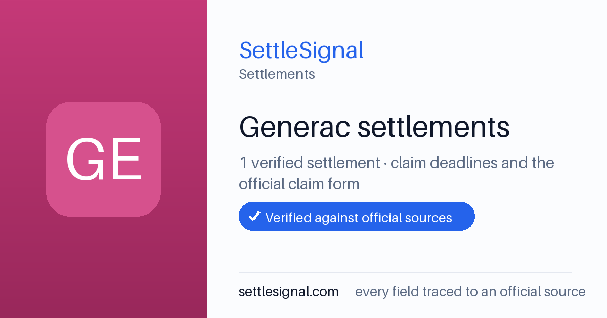 SettleSignal  — a verified collection of class-action and refund settlements, each with eligibility, payout, and claim-deadline details checked against its official source.