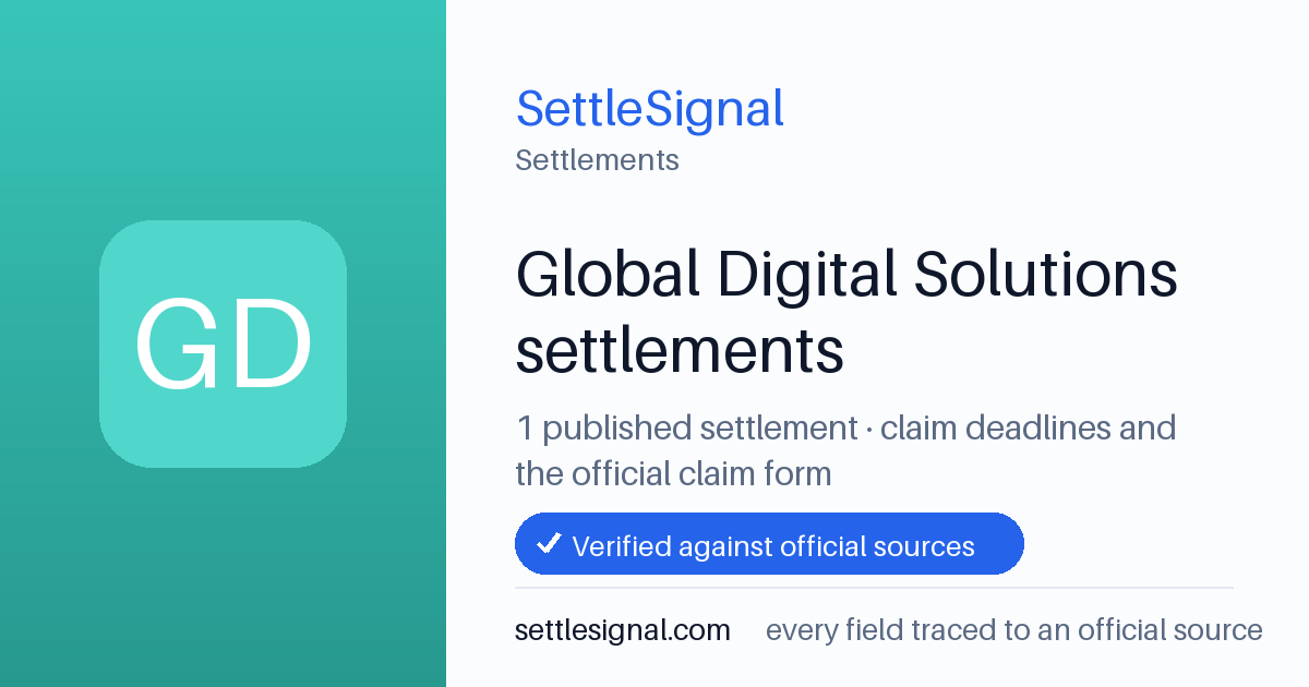 SettleSignal  — a published collection of class-action and refund settlement records with eligibility, payout, deadline, and evidence status.