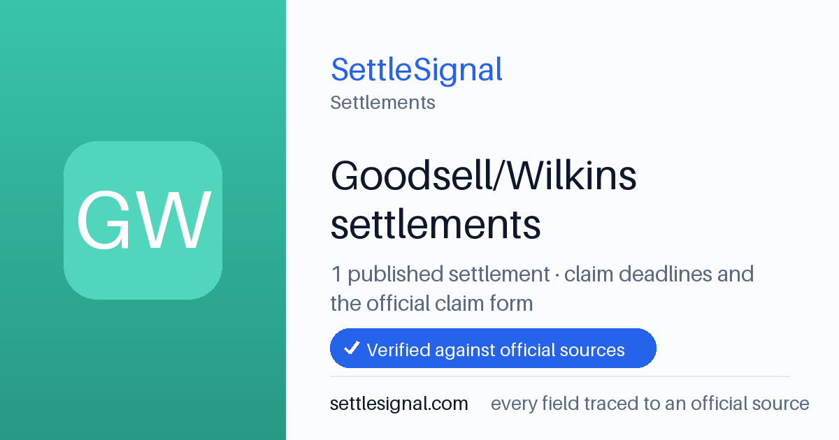 SettleSignal  — a published collection of class-action and refund settlement records with eligibility, payout, deadline, and evidence status.