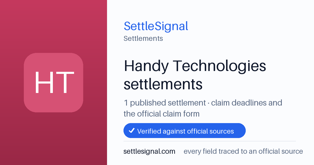 SettleSignal  — a published collection of class-action and refund settlement records with eligibility, payout, deadline, and evidence status.