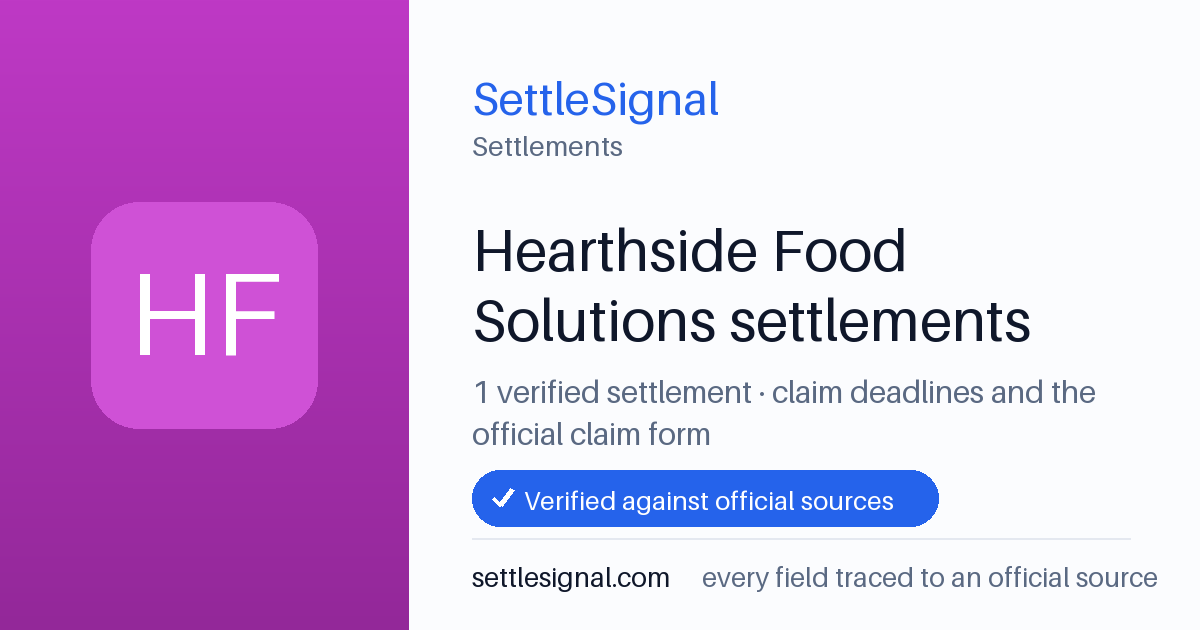 SettleSignal  — a verified collection of class-action and refund settlements, each with eligibility, payout, and claim-deadline details checked against its official source.