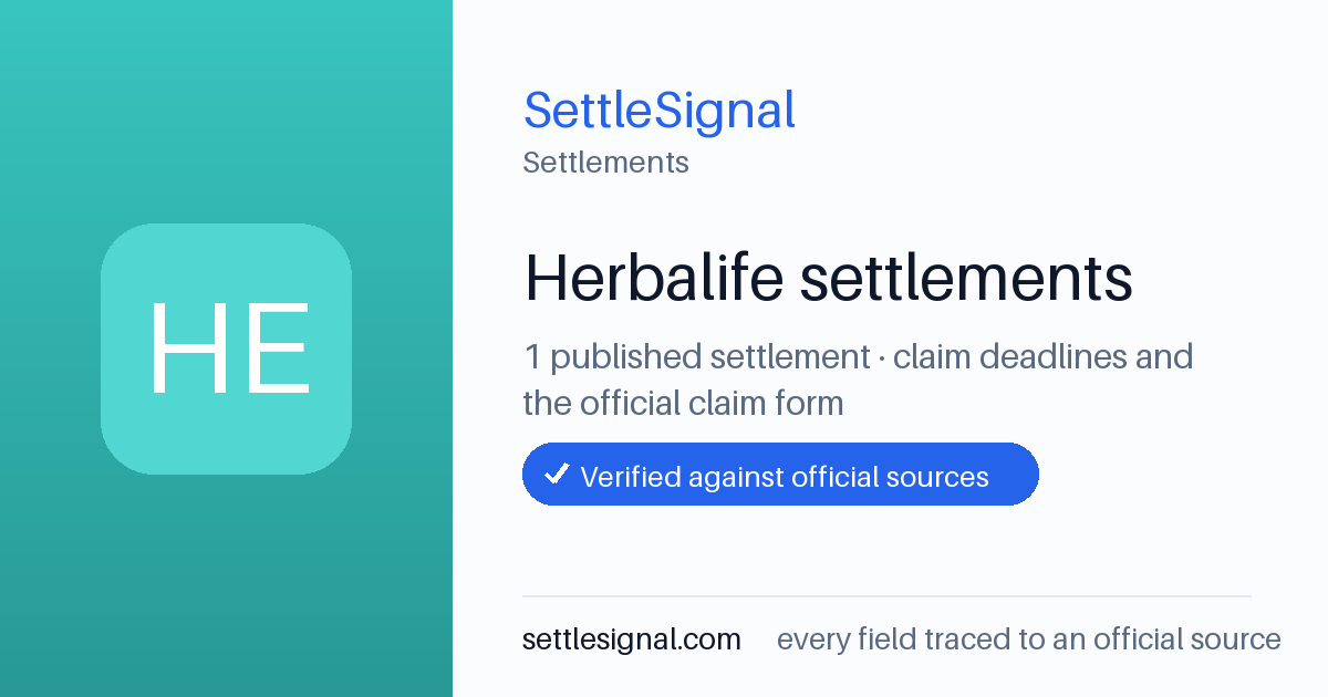 SettleSignal  — a published collection of class-action and refund settlement records with eligibility, payout, deadline, and evidence status.