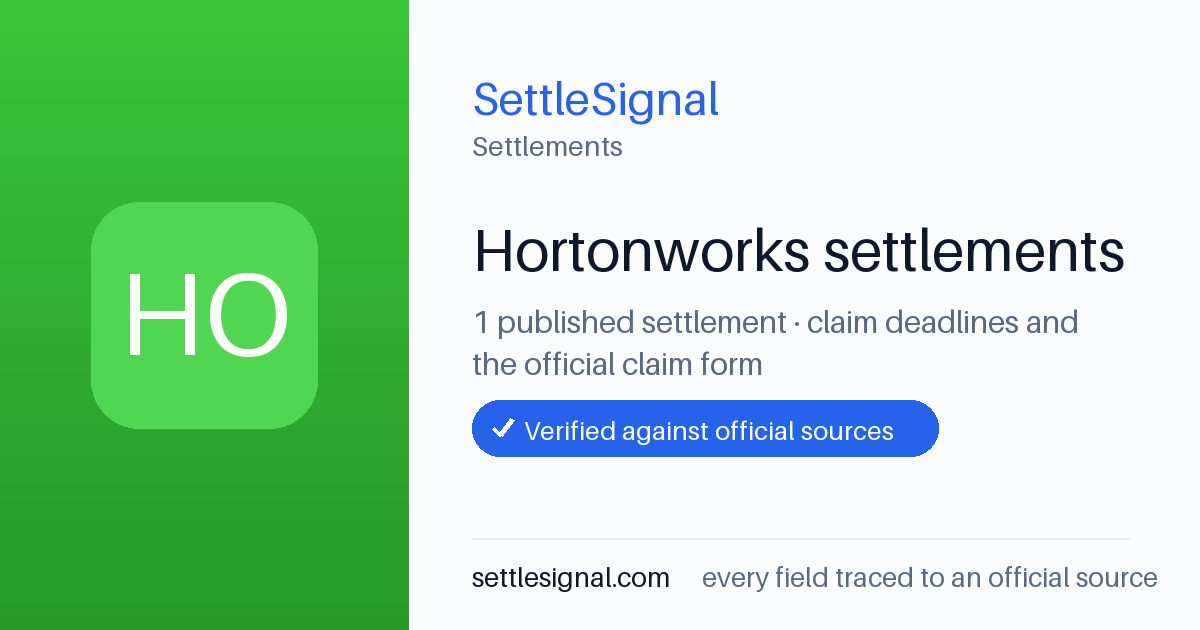 SettleSignal  — a published collection of class-action and refund settlement records with eligibility, payout, deadline, and evidence status.