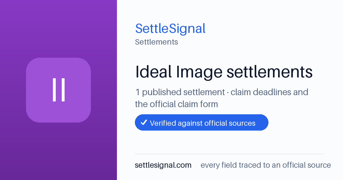 SettleSignal  — a published collection of class-action and refund settlement records with eligibility, payout, deadline, and evidence status.