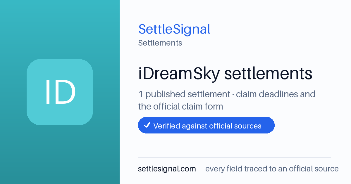 SettleSignal  — a published collection of class-action and refund settlement records with eligibility, payout, deadline, and evidence status.