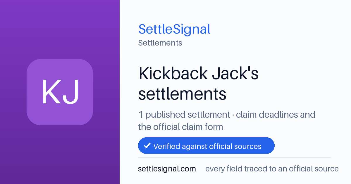 SettleSignal  — a published collection of class-action and refund settlement records with eligibility, payout, deadline, and evidence status.