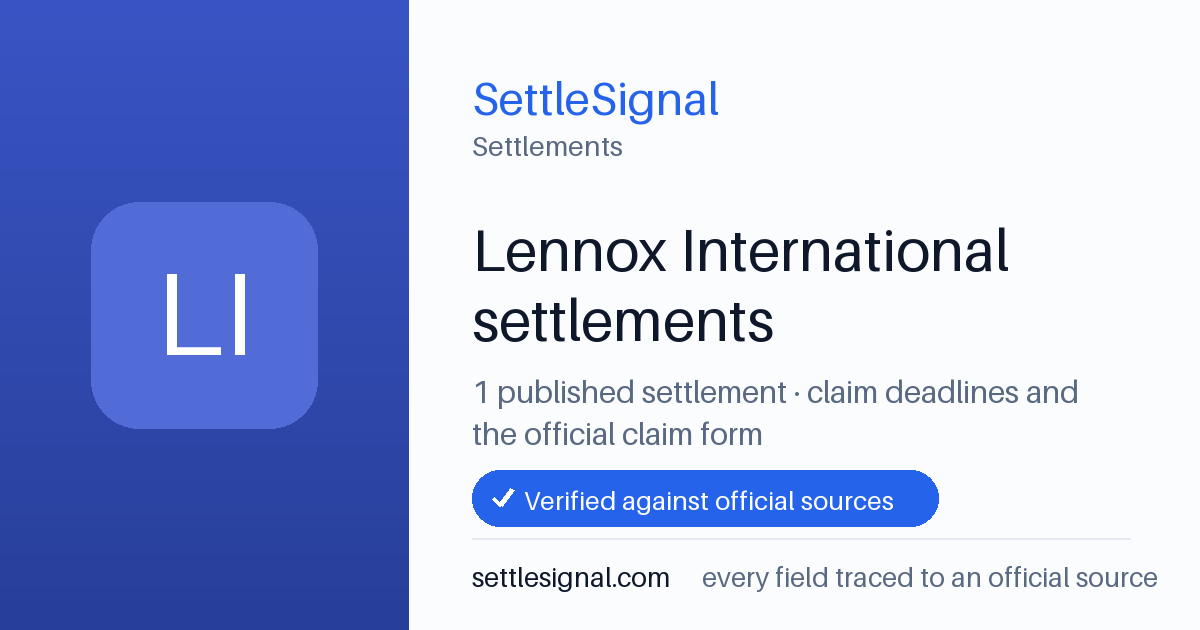 SettleSignal  — a published collection of class-action and refund settlement records with eligibility, payout, deadline, and evidence status.