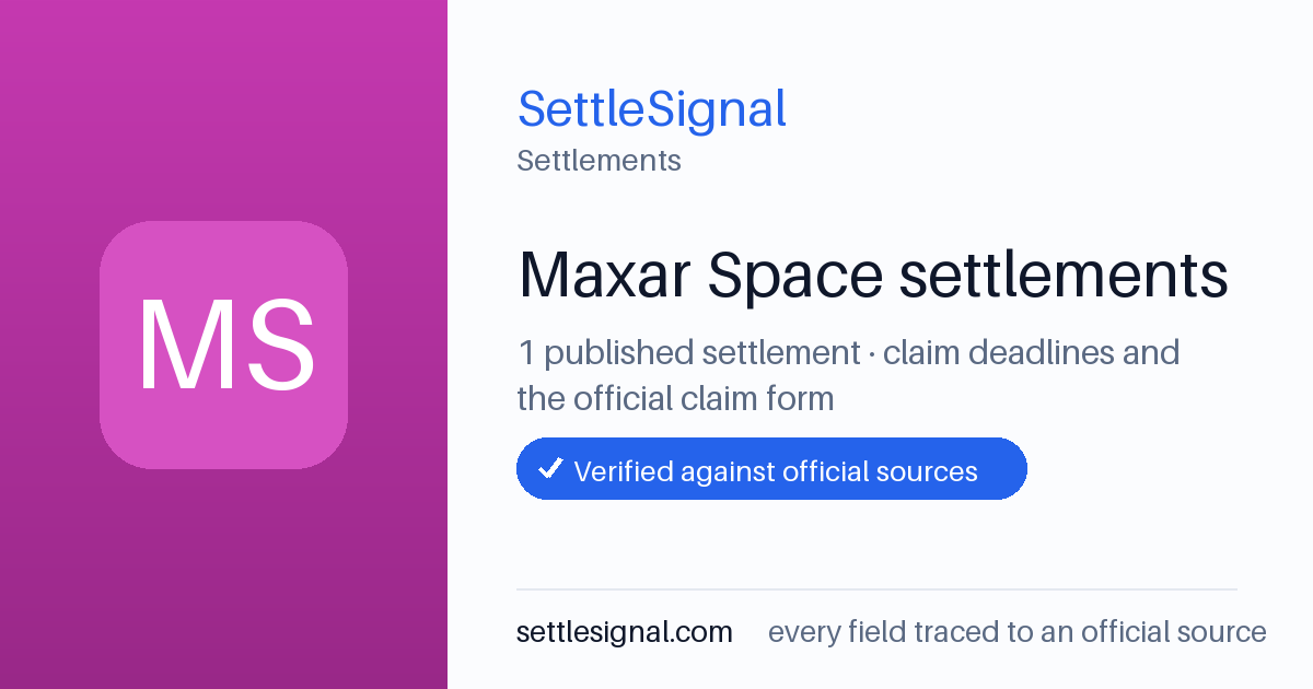 SettleSignal  — a published collection of class-action and refund settlement records with eligibility, payout, deadline, and evidence status.