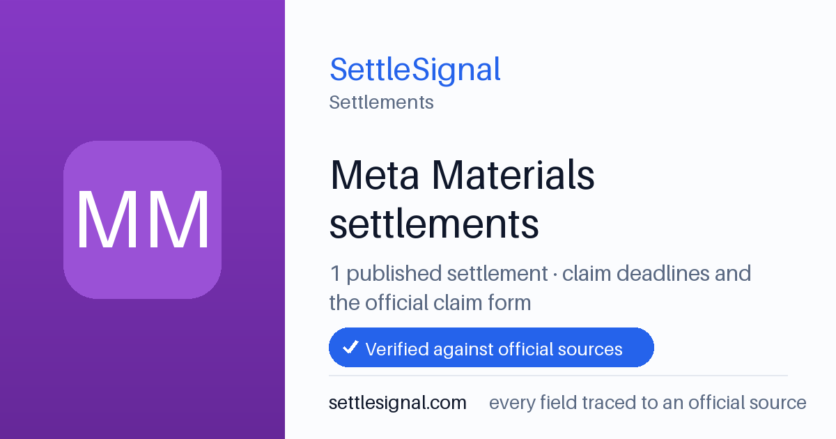 SettleSignal  — a published collection of class-action and refund settlement records with eligibility, payout, deadline, and evidence status.