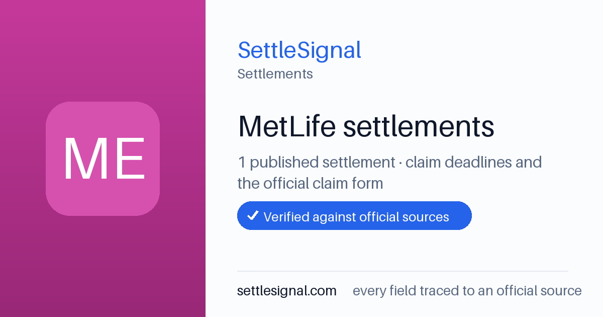 SettleSignal  — a published collection of class-action and refund settlement records with eligibility, payout, deadline, and evidence status.