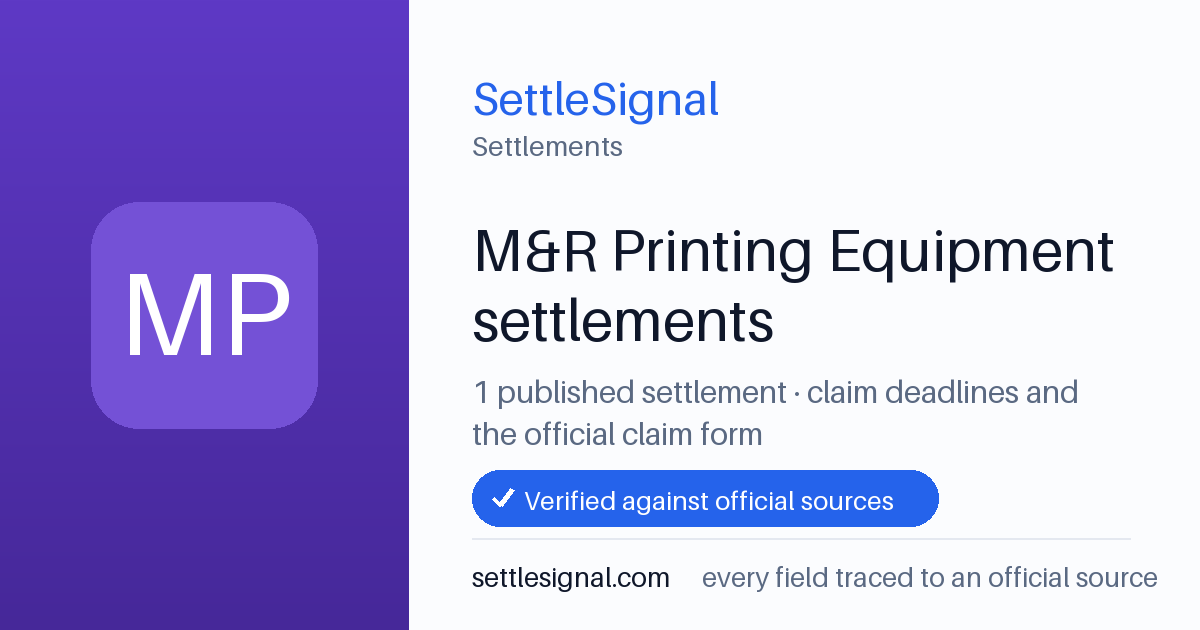 SettleSignal  — a published collection of class-action and refund settlement records with eligibility, payout, deadline, and evidence status.