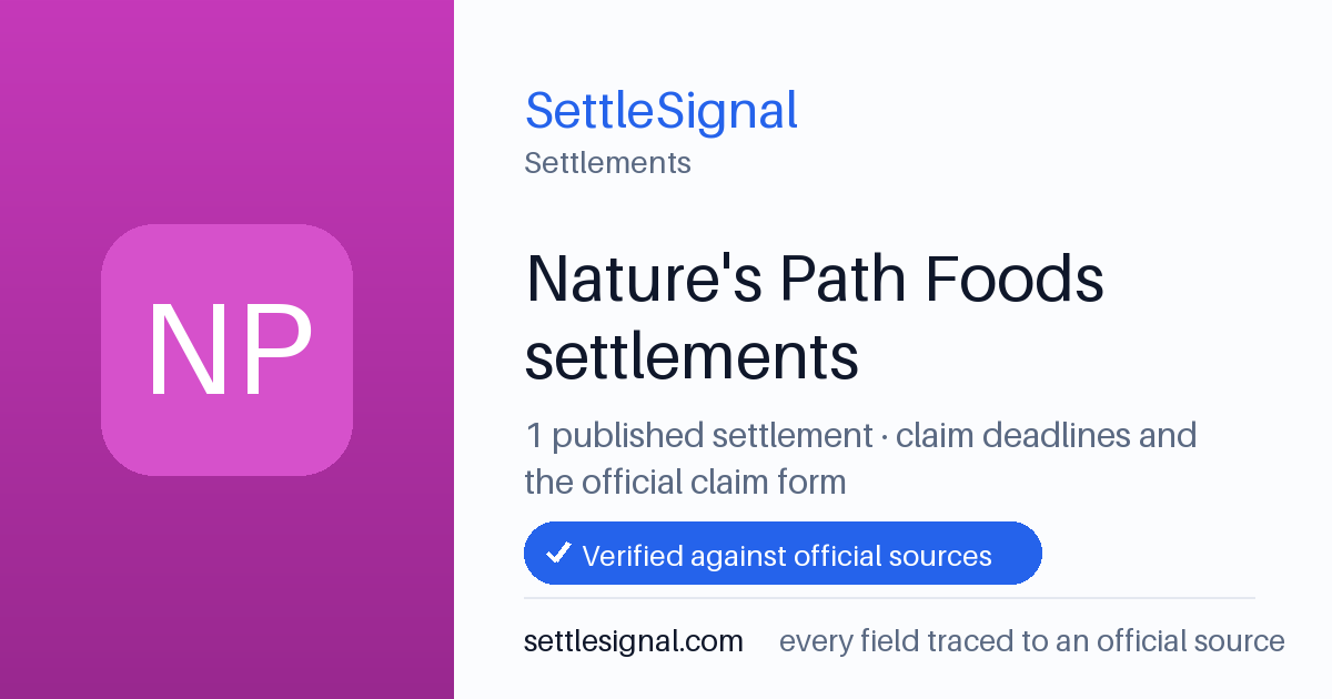 SettleSignal  — a published collection of class-action and refund settlement records with eligibility, payout, deadline, and evidence status.