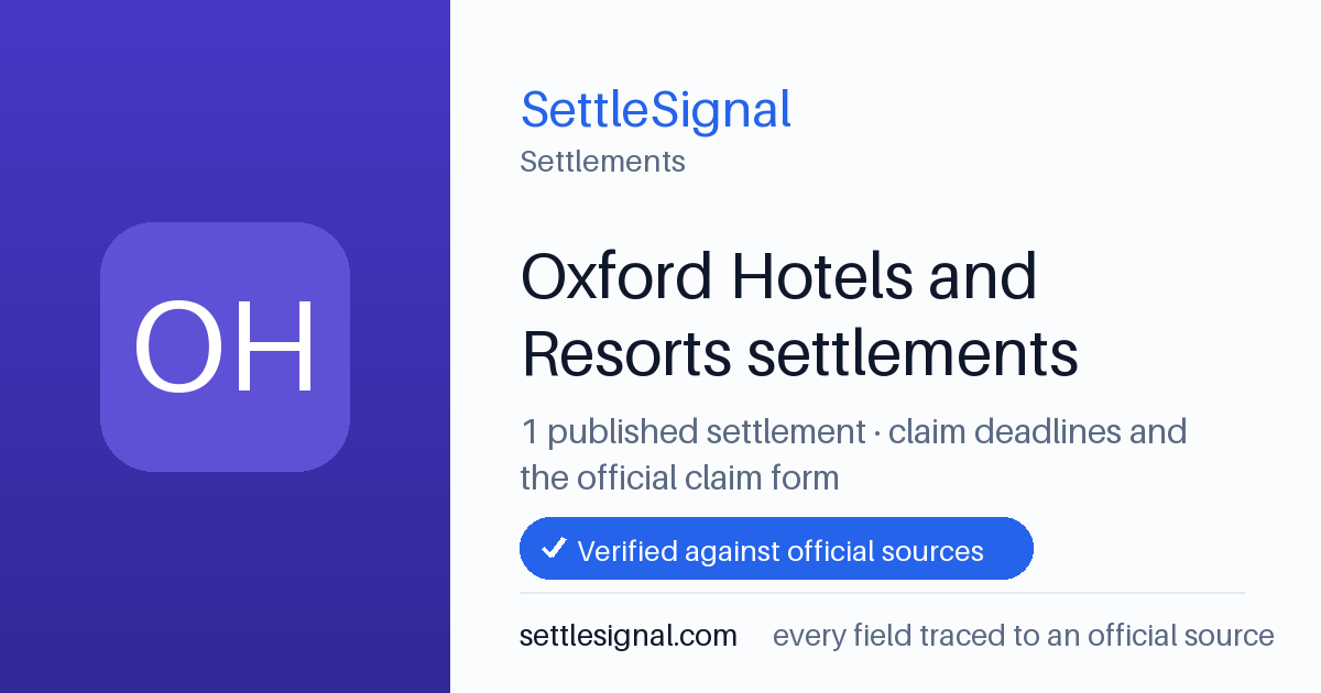 SettleSignal  — a published collection of class-action and refund settlement records with eligibility, payout, deadline, and evidence status.
