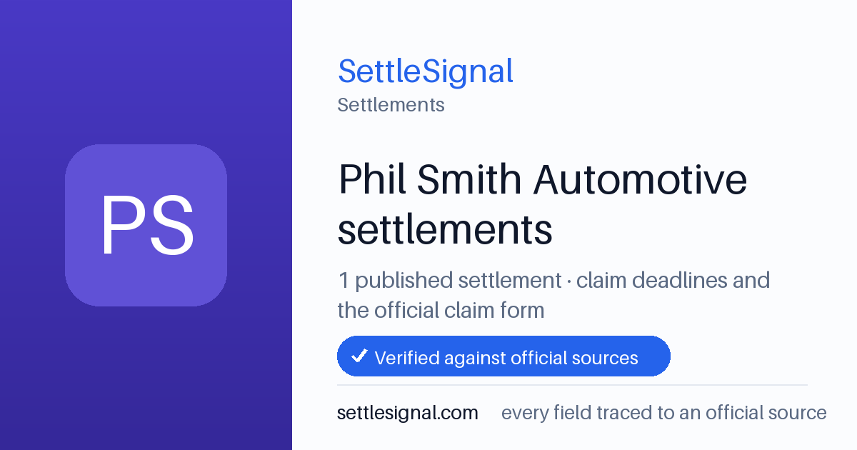 SettleSignal  — a published collection of class-action and refund settlement records with eligibility, payout, deadline, and evidence status.