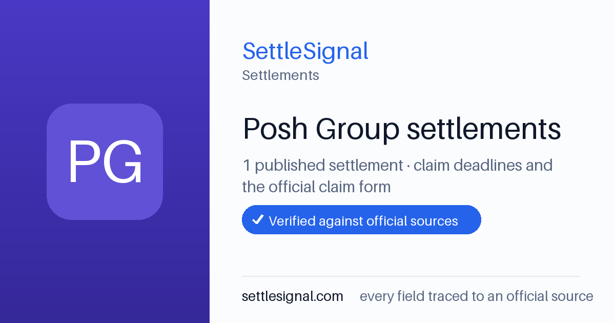 SettleSignal  — a published collection of class-action and refund settlement records with eligibility, payout, deadline, and evidence status.