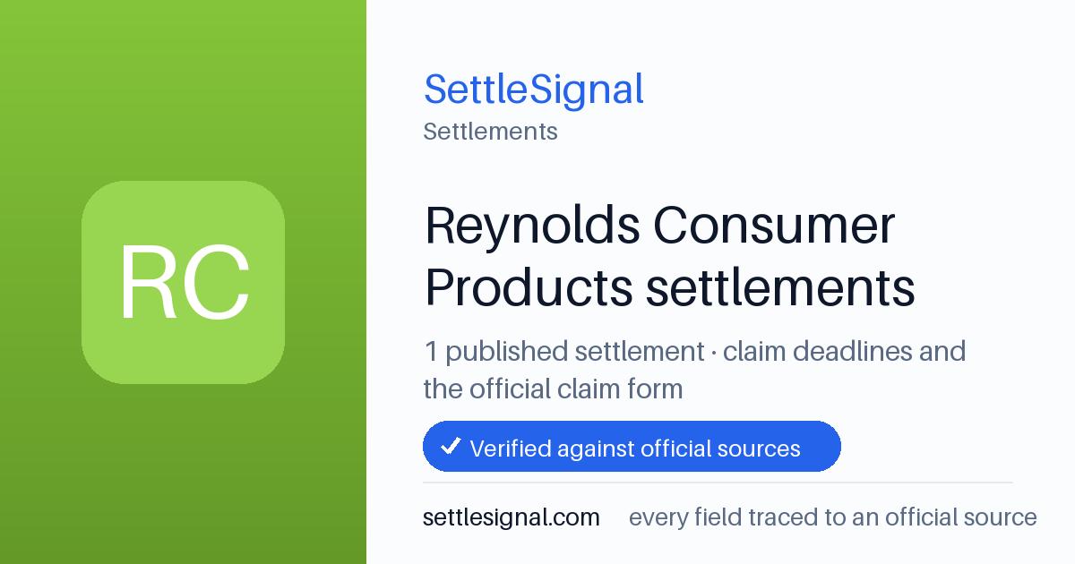 SettleSignal  — a published collection of class-action and refund settlement records with eligibility, payout, deadline, and evidence status.