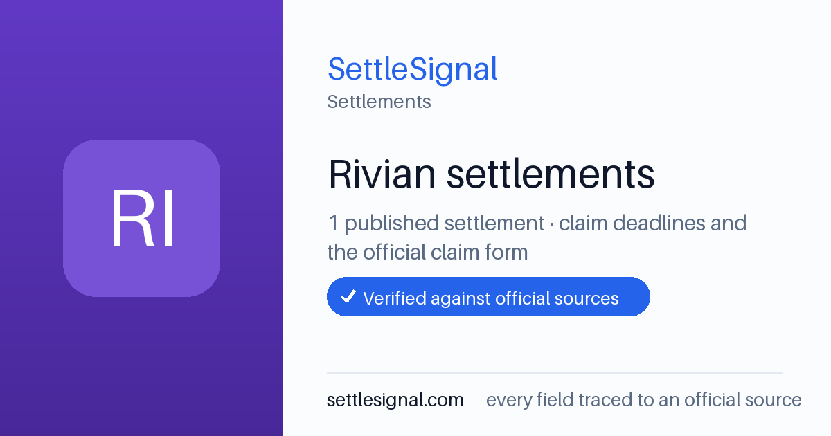SettleSignal  — a published collection of class-action and refund settlement records with eligibility, payout, deadline, and evidence status.