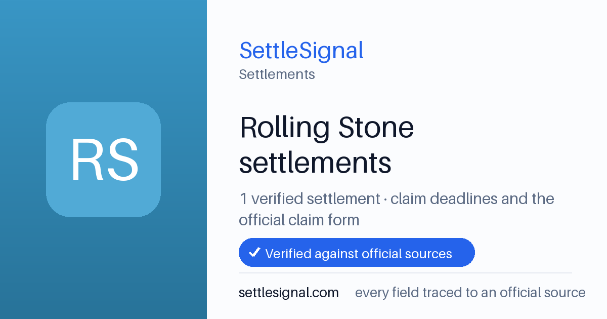 SettleSignal  — a verified collection of class-action and refund settlements, each with eligibility, payout, and claim-deadline details checked against its official source.