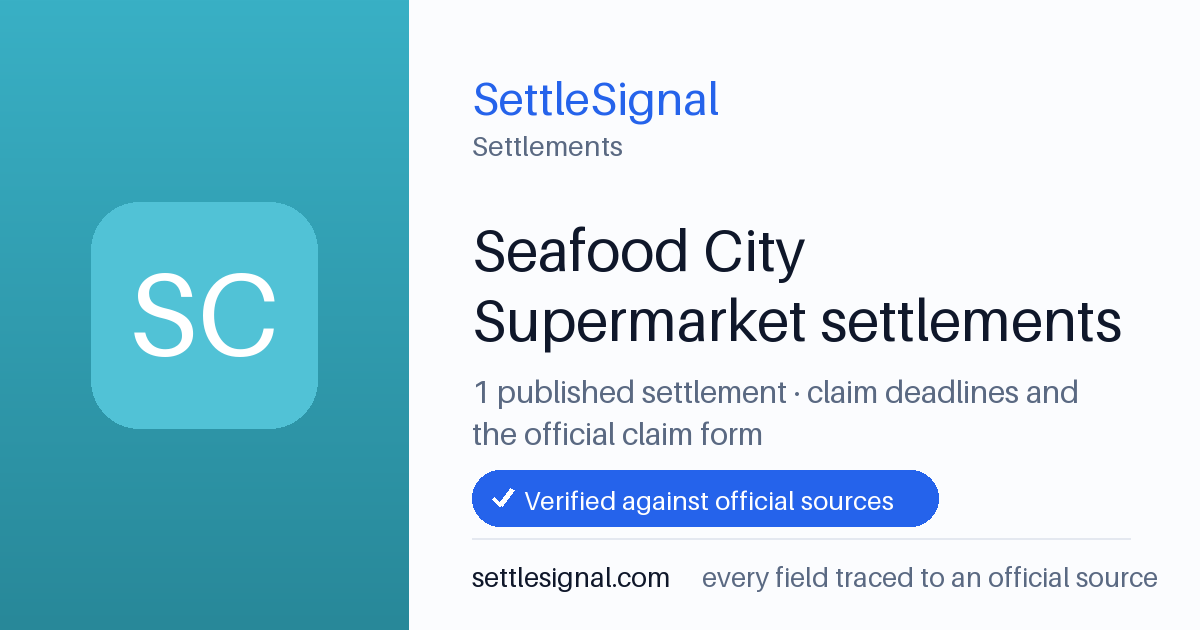 SettleSignal  — a published collection of class-action and refund settlement records with eligibility, payout, deadline, and evidence status.