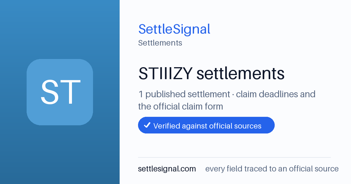 SettleSignal  — a published collection of class-action and refund settlement records with eligibility, payout, deadline, and evidence status.