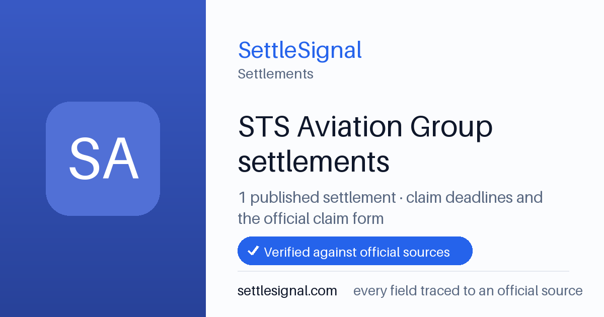 SettleSignal  — a published collection of class-action and refund settlement records with eligibility, payout, deadline, and evidence status.