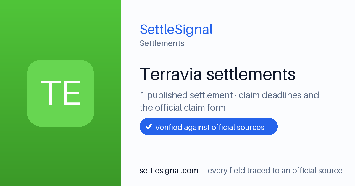 SettleSignal  — a published collection of class-action and refund settlement records with eligibility, payout, deadline, and evidence status.
