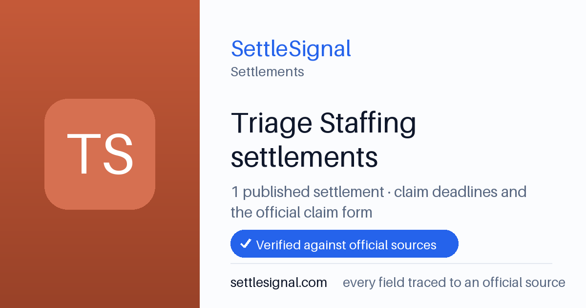 SettleSignal  — a published collection of class-action and refund settlement records with eligibility, payout, deadline, and evidence status.