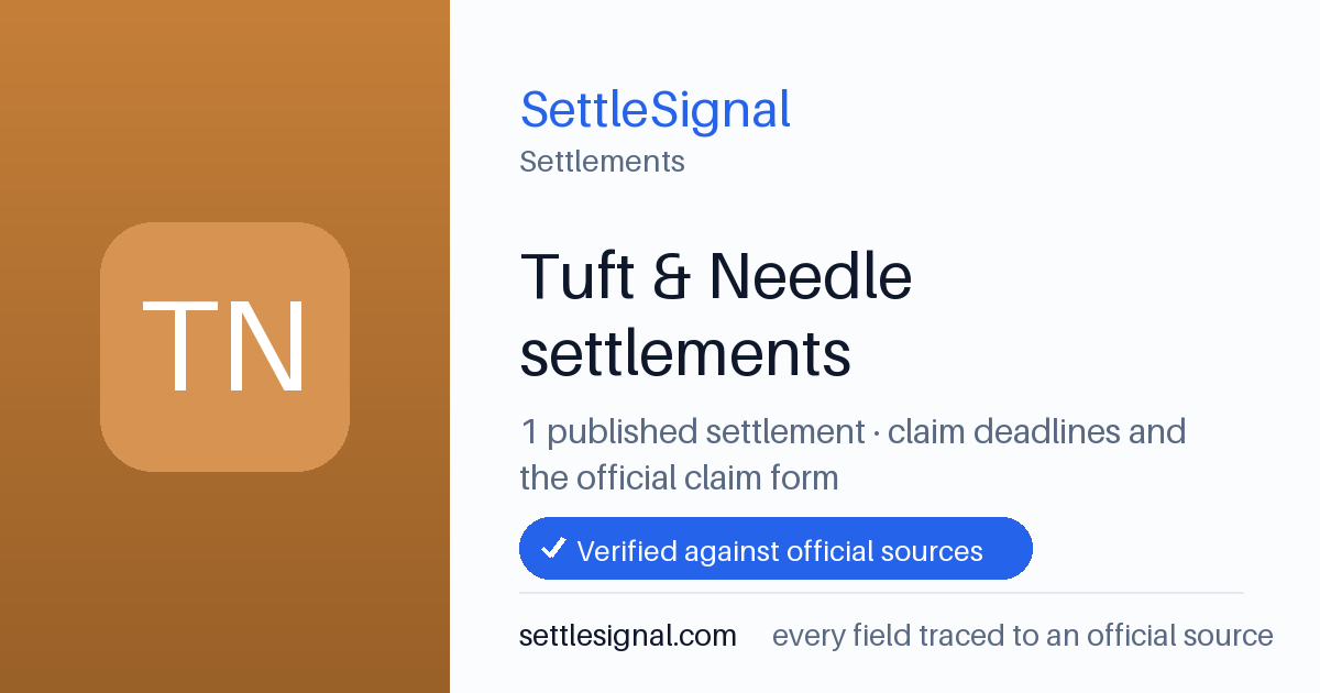 SettleSignal  — a published collection of class-action and refund settlement records with eligibility, payout, deadline, and evidence status.