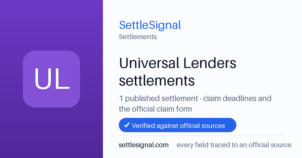 SettleSignal  — a published collection of class-action and refund settlement records with eligibility, payout, deadline, and evidence status.