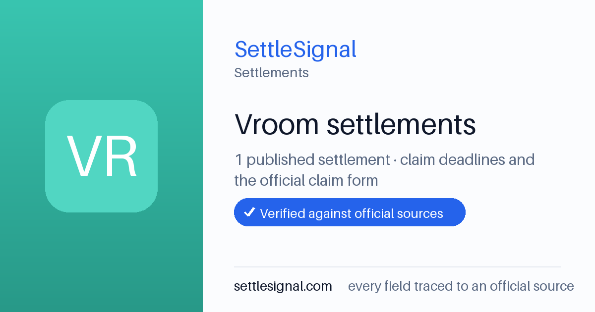 SettleSignal  — a published collection of class-action and refund settlement records with eligibility, payout, deadline, and evidence status.