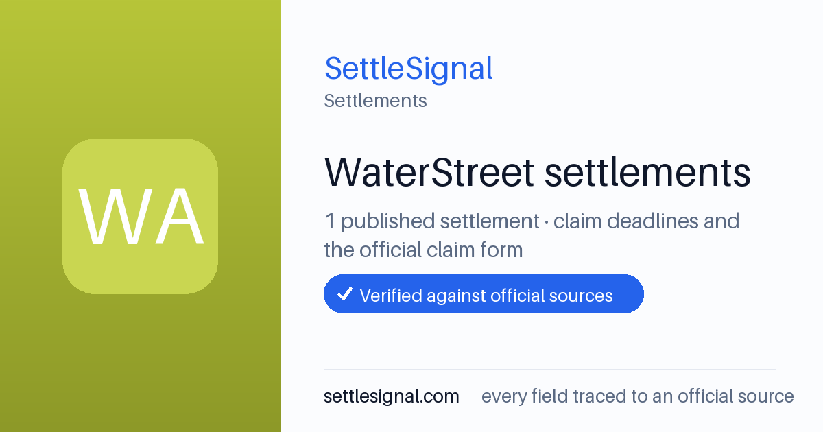 SettleSignal  — a published collection of class-action and refund settlement records with eligibility, payout, deadline, and evidence status.