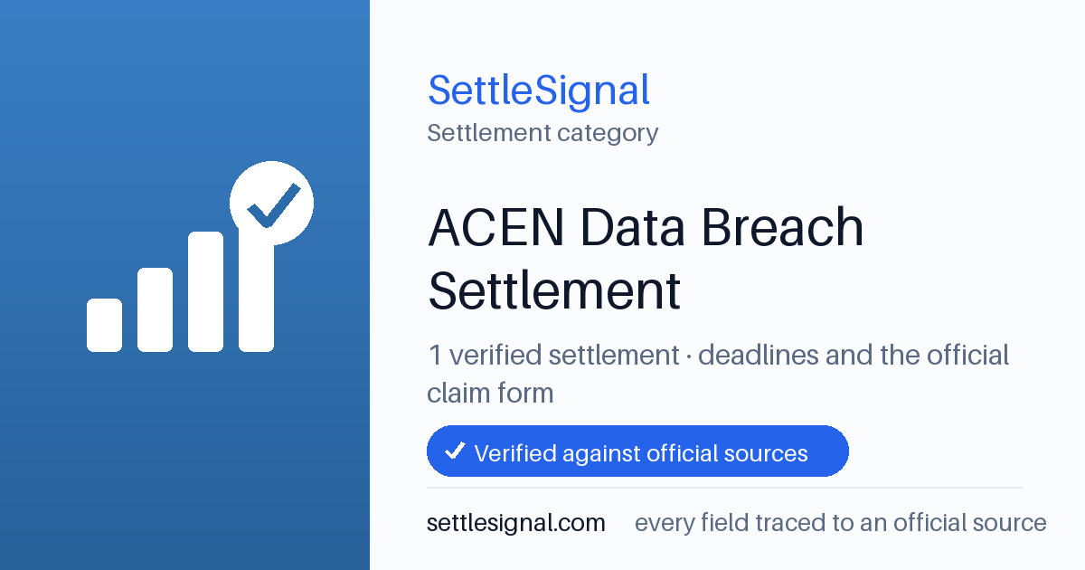 SettleSignal  — a verified collection of class-action and refund settlements, each with eligibility, payout, and claim-deadline details checked against its official source.