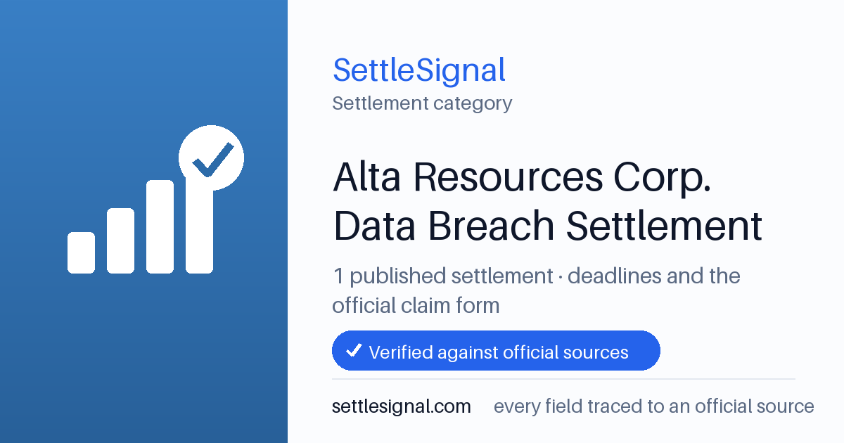 SettleSignal  — a published collection of class-action and refund settlement records with eligibility, payout, deadline, and evidence status.