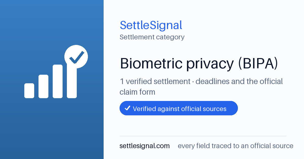 SettleSignal  — a verified collection of class-action and refund settlements, each with eligibility, payout, and claim-deadline details checked against its official source.