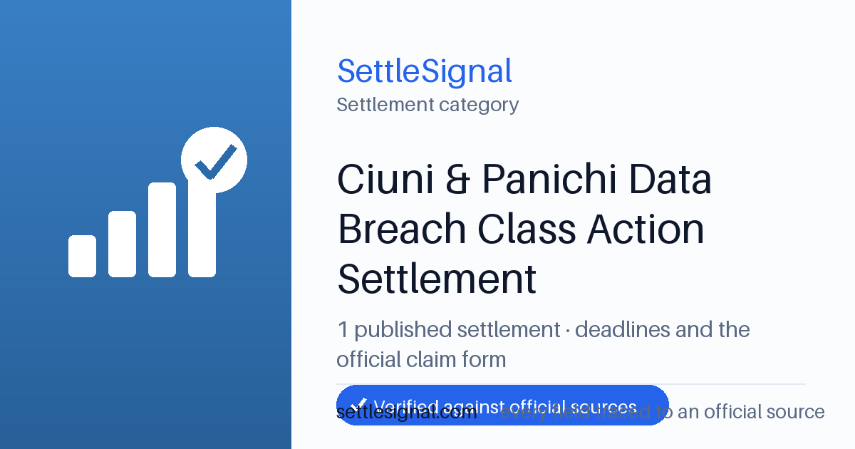 SettleSignal  — a published collection of class-action and refund settlement records with eligibility, payout, deadline, and evidence status.