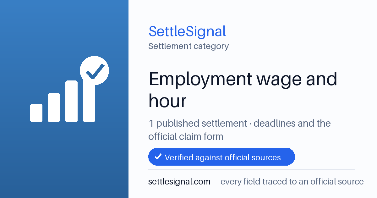 SettleSignal  — a published collection of class-action and refund settlement records with eligibility, payout, deadline, and evidence status.